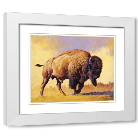 Tatanka White Modern Wood Framed Art Print with Double Matting by Chapman, Julie T.