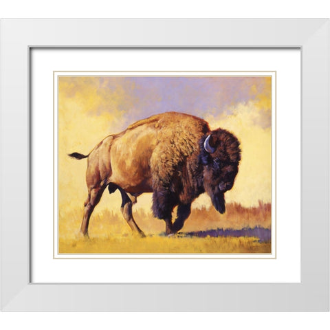 Tatanka White Modern Wood Framed Art Print with Double Matting by Chapman, Julie T.