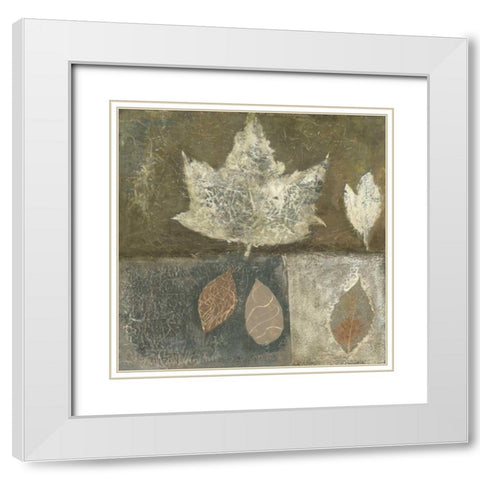Neutral Leaves I White Modern Wood Framed Art Print with Double Matting by Ray, Elena
