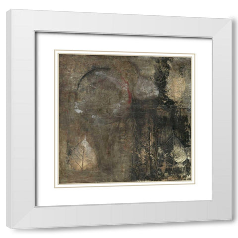Neutral Leaves II White Modern Wood Framed Art Print with Double Matting by Ray, Elena