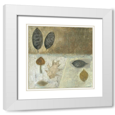 Neutral Leaves III White Modern Wood Framed Art Print with Double Matting by Ray, Elena