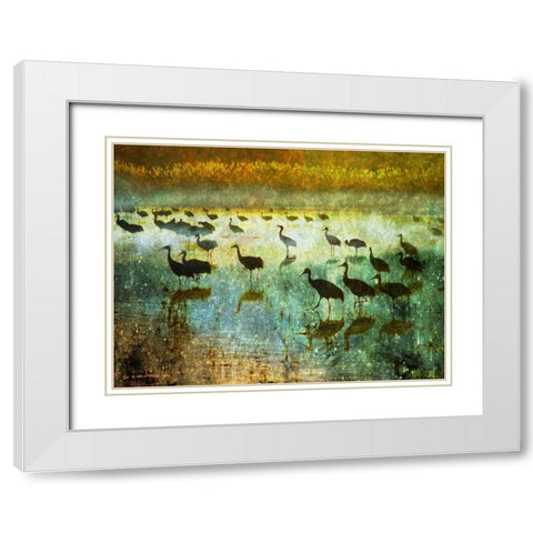 Cranes in Mist I White Modern Wood Framed Art Print with Double Matting by Vest, Chris
