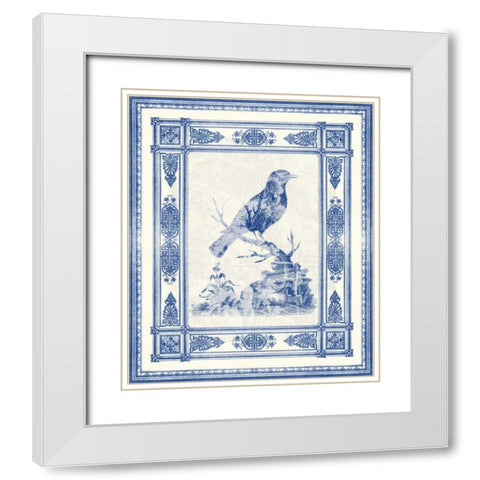 Toile de Jouy I White Modern Wood Framed Art Print with Double Matting by Vision Studio