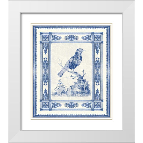 Toile de Jouy I White Modern Wood Framed Art Print with Double Matting by Vision Studio