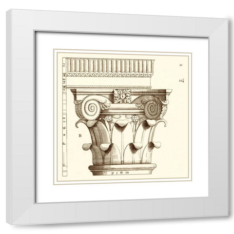 Corinthian Detail I White Modern Wood Framed Art Print with Double Matting by Vision Studio