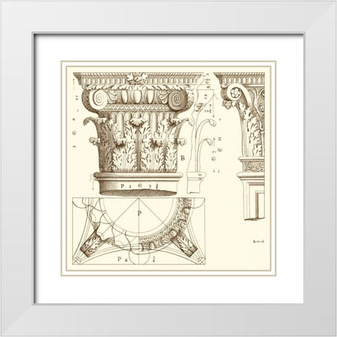 Corinthian Detail III White Modern Wood Framed Art Print with Double Matting by Vision Studio
