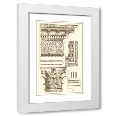 Corinthian Detail V White Modern Wood Framed Art Print with Double Matting by Vision Studio