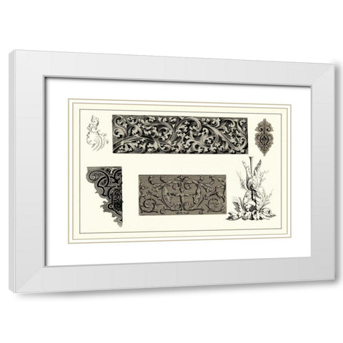 Baroque Details V White Modern Wood Framed Art Print with Double Matting by Vision Studio