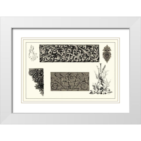 Baroque Details V White Modern Wood Framed Art Print with Double Matting by Vision Studio