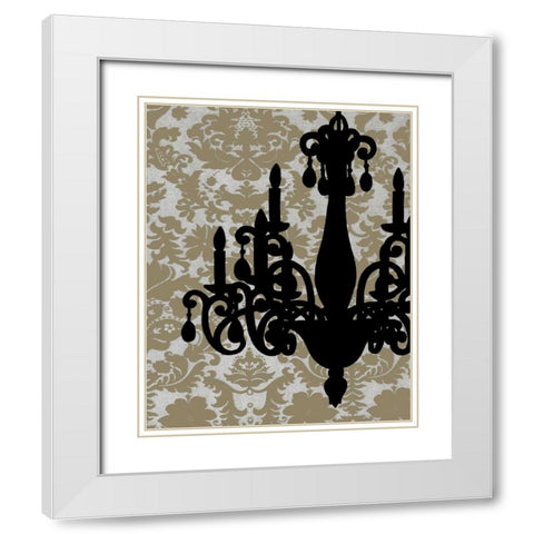 Chandelier Silhouette I White Modern Wood Framed Art Print with Double Matting by Harper, Ethan