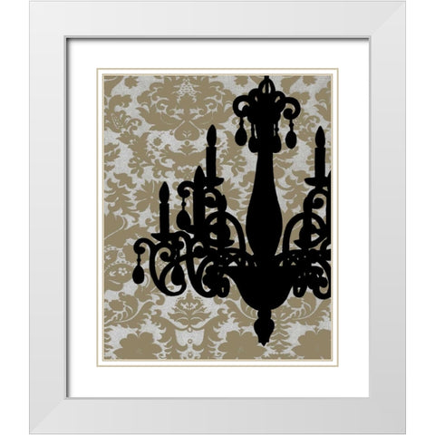 Chandelier Silhouette I White Modern Wood Framed Art Print with Double Matting by Harper, Ethan