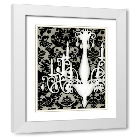 Patterned Chandelier I White Modern Wood Framed Art Print with Double Matting by Harper, Ethan