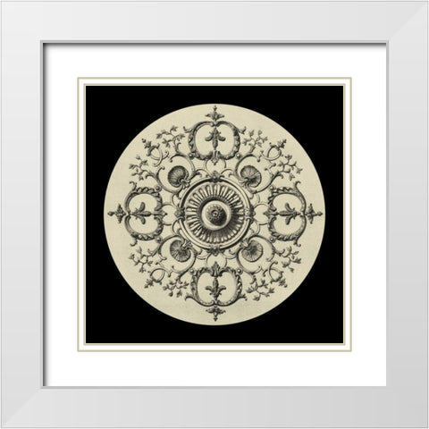 Black and Tan Medallion I White Modern Wood Framed Art Print with Double Matting by Vision Studio