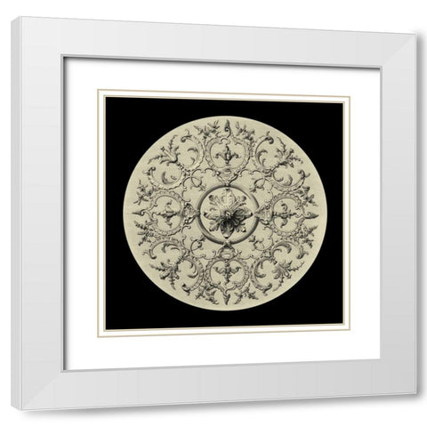 Black and Tan Medallion II White Modern Wood Framed Art Print with Double Matting by Vision Studio