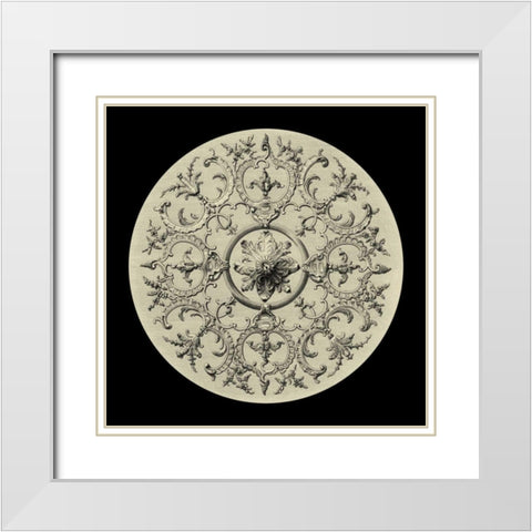 Black and Tan Medallion II White Modern Wood Framed Art Print with Double Matting by Vision Studio