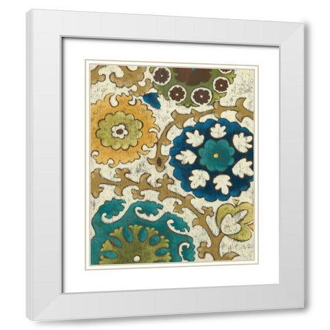 Suzani Song V White Modern Wood Framed Art Print with Double Matting by Zarris, Chariklia