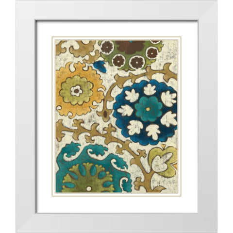 Suzani Song V White Modern Wood Framed Art Print with Double Matting by Zarris, Chariklia