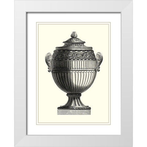 Mini BW Empire Urn II - ZHC White Modern Wood Framed Art Print with Double Matting by Vision Studio
