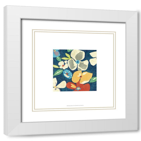 Indigo Garden VII White Modern Wood Framed Art Print with Double Matting by Zarris, Chariklia