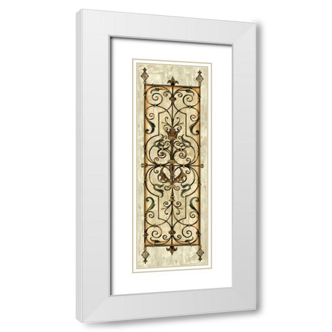 Crackled Verdigris Panel I White Modern Wood Framed Art Print with Double Matting by Vision Studio