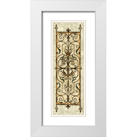 Crackled Verdigris Panel I White Modern Wood Framed Art Print with Double Matting by Vision Studio