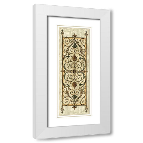Crackled Verdigirs Panel II White Modern Wood Framed Art Print with Double Matting by Vision Studio