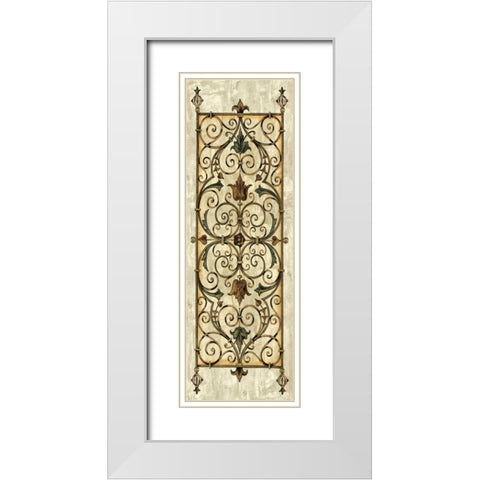 Crackled Verdigirs Panel II White Modern Wood Framed Art Print with Double Matting by Vision Studio