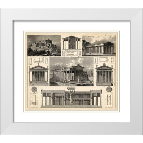Antique City Plan I White Modern Wood Framed Art Print with Double Matting by Vision Studio