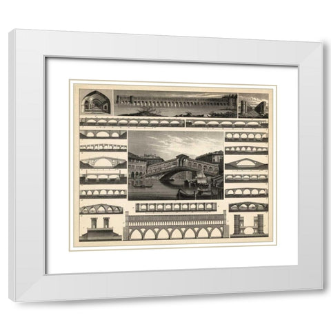 Antique City Plan II White Modern Wood Framed Art Print with Double Matting by Vision Studio