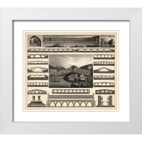 Antique City Plan II White Modern Wood Framed Art Print with Double Matting by Vision Studio