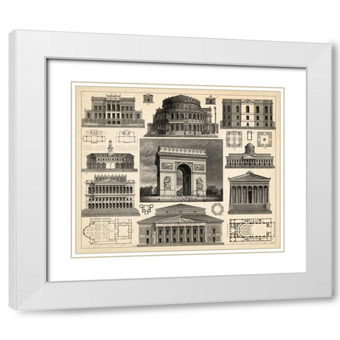 Antique City Plan IV White Modern Wood Framed Art Print with Double Matting by Vision Studio