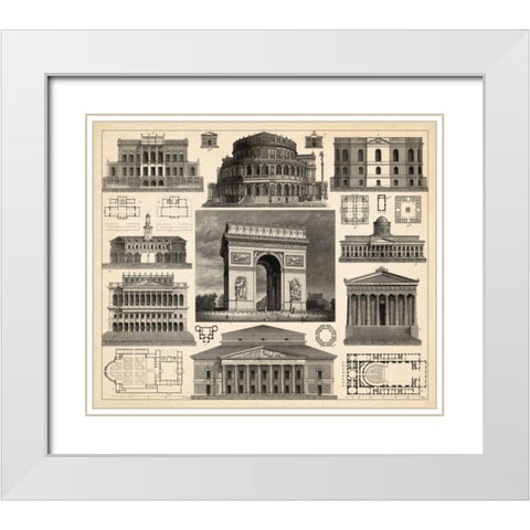 Antique City Plan IV White Modern Wood Framed Art Print with Double Matting by Vision Studio