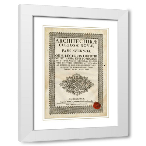 Embossed Bookplate White Modern Wood Framed Art Print with Double Matting by Vision Studio