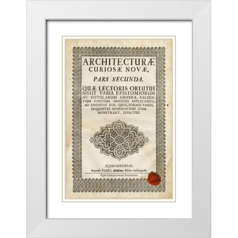 Embossed Bookplate White Modern Wood Framed Art Print with Double Matting by Vision Studio