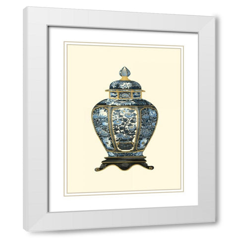 Blue Porcelain Vase I White Modern Wood Framed Art Print with Double Matting by Vision Studio