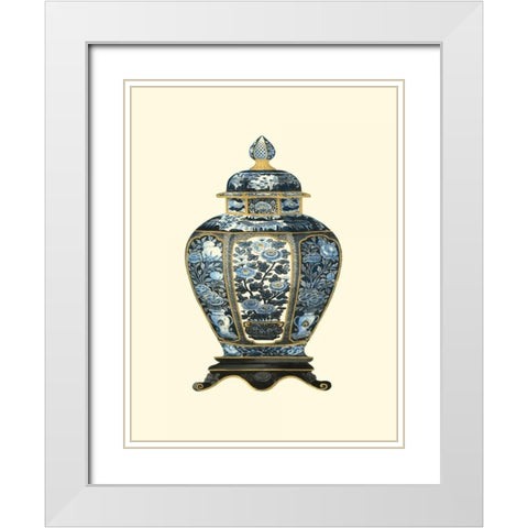 Blue Porcelain Vase I White Modern Wood Framed Art Print with Double Matting by Vision Studio