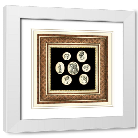 Classic Cameos II White Modern Wood Framed Art Print with Double Matting by Vision Studio