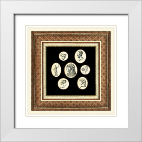 Classic Cameos II White Modern Wood Framed Art Print with Double Matting by Vision Studio