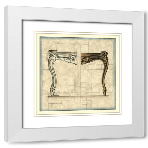 Furniture Sketch I White Modern Wood Framed Art Print with Double Matting by Vision Studio