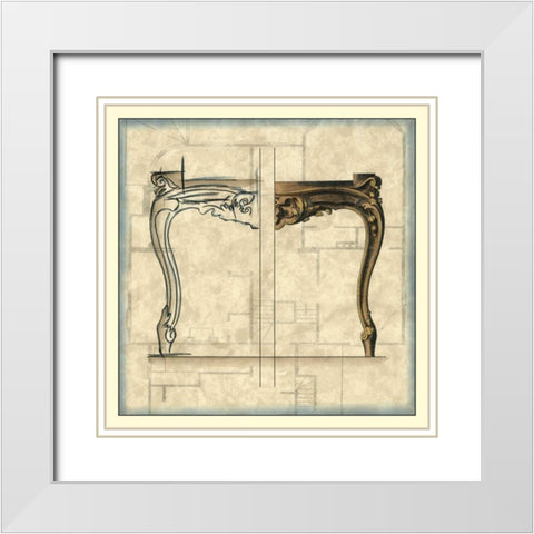 Furniture Sketch I White Modern Wood Framed Art Print with Double Matting by Vision Studio