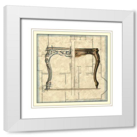 Furniture Sketch II White Modern Wood Framed Art Print with Double Matting by Vision Studio