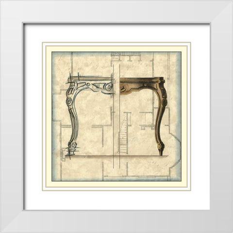 Furniture Sketch II White Modern Wood Framed Art Print with Double Matting by Vision Studio