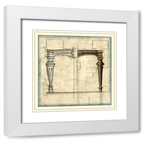 Furniture Sketch III White Modern Wood Framed Art Print with Double Matting by Vision Studio