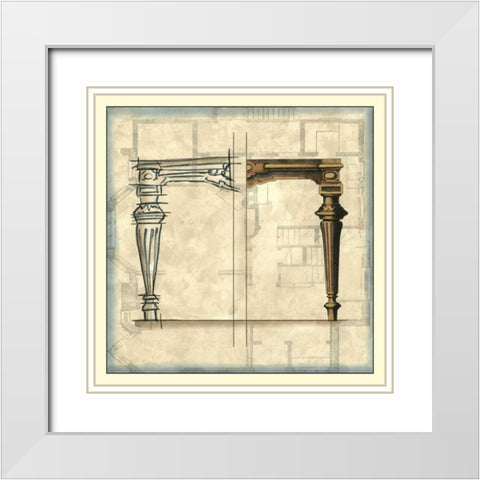 Furniture Sketch III White Modern Wood Framed Art Print with Double Matting by Vision Studio