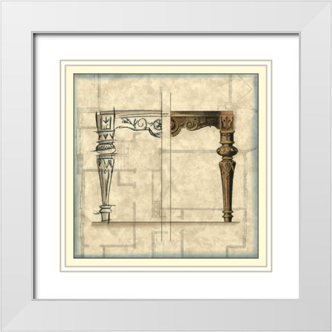 Furniture Sketch IV White Modern Wood Framed Art Print with Double Matting by Vision Studio