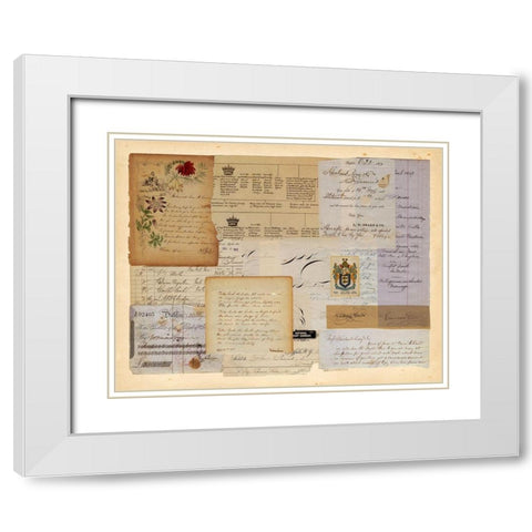 Antique Collage I White Modern Wood Framed Art Print with Double Matting by Vision Studio