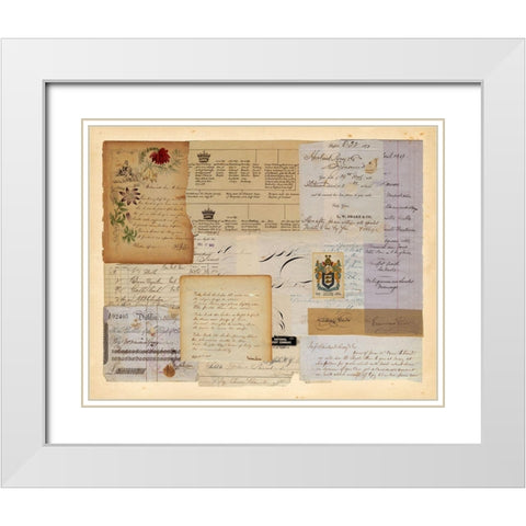 Antique Collage I White Modern Wood Framed Art Print with Double Matting by Vision Studio
