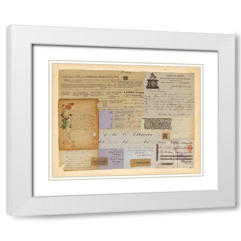 Antique Collage II White Modern Wood Framed Art Print with Double Matting by Vision Studio