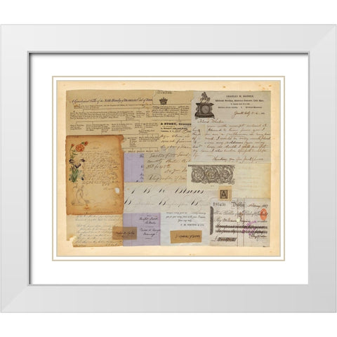 Antique Collage II White Modern Wood Framed Art Print with Double Matting by Vision Studio