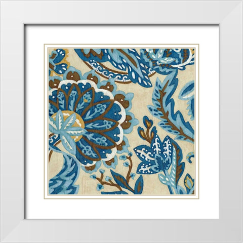 Indigo Tapestry I White Modern Wood Framed Art Print with Double Matting by Zarris, Chariklia